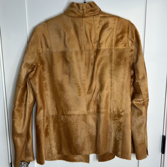 🛍️Akris One of a kind Lambskin Leather Silk Fur Convertible Jacket Blazer 14 XL - Picture 9 of 9